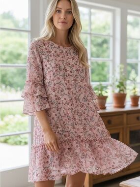 Versona Pink Floral Midi Dress